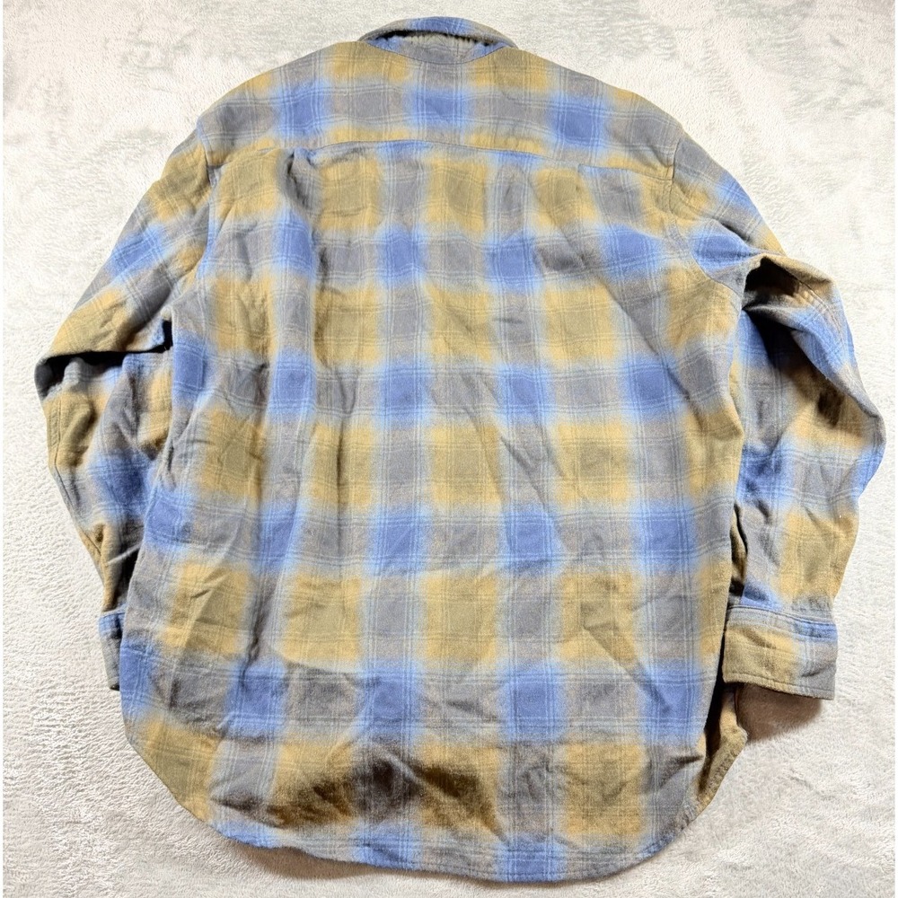 Vtg Pendleton Trail Shirt Wool Plaid Elbow Patch Flannel USA Fabric L - Picture 8 of 8